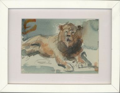 Peter Collins ARCA - Framed Mid 20th Century Watercolour, Lazy Lion
