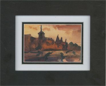Peter Collins ARCA - Framed Contemporary Watercolour, Paris at Dusk