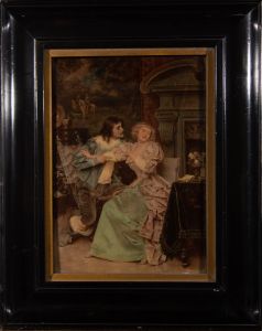 Framed Early 20th Century Crystoleum - Courting Victorians