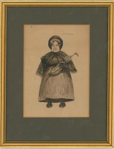 20th Century Watercolour - Mrs Gamp, 'Martin Chuzzlewit'