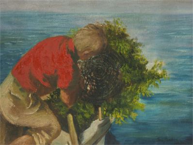 June Conning Barker - 1969 Oil, Lobster Fishing in the Adriatic