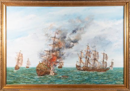 Paul Treacher - Signed & Framed Contemporary Oil, Battle Scene