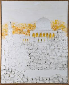 Yvonne Field - Framed 1969 Mixed Media, Distant Temple