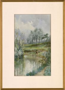 M.C.K. - 20th Century Watercolour, River Landscape