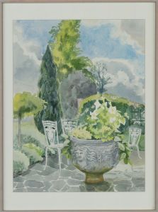 Philippa Hill - 20th Century Watercolour, Stormy Day in the Garden