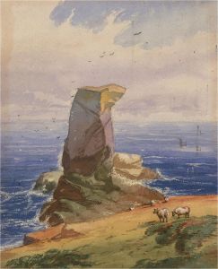 W. Hendall - Early 20th Century Gouache, Sheep by the Sea