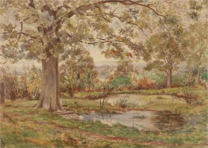 J.B.J. - 20th Century Watercolour, Ponds in Spring