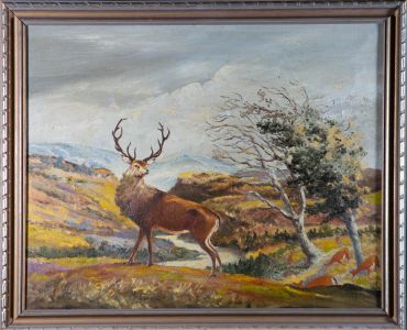 Dick Boocher - Signed & Framed Mid 20th Century Oil, The Stag