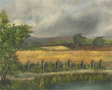 Early 20th Century Oil - Cornfield with Pond