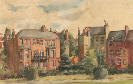 Peter Collins ARCA - Mid 20th Century Watercolour, Town Houses from the Park