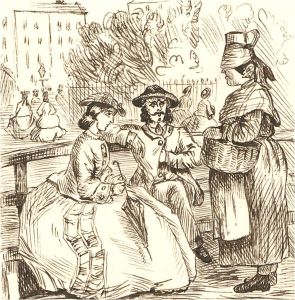 1866 Pen and Ink Drawing - The Interruption