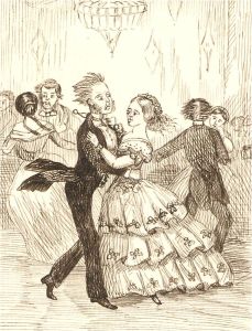 1866 Pen and Ink Drawing - A Bad Waltz