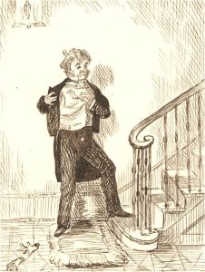 1866 Pen and Ink Drawing - Self Examination