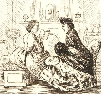 1866 Pen and Ink Drawing - The Latest Novel