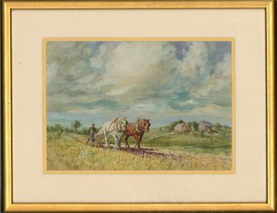 Frederick Hines (1875-1928) - Early 20th Century Watercolour, Plowing The Fields
