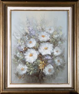 E. Green - 20th Century Oil, White Flowers