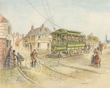 Kim Barley - Signed Early 20th Century Watercolour, Northfleet Tram