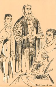 Jose Sancha (1908-1994) - Mid 20th Century Pen and Ink Drawing, Jacobite Men