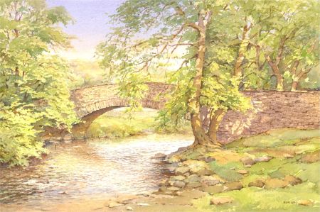 H.L. Hughes - 1994 Watercolour, Arch Bridge