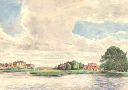 R.D. Moore - Mid 20th Century Watercolour, Arch Bridge in the Distance