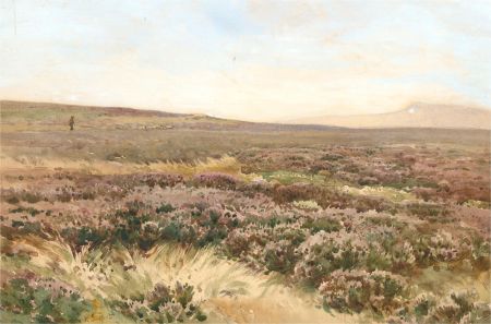 Frank Saltfleet (1860-1937) - Early 20th Century Watercolour, Figure in Moorland