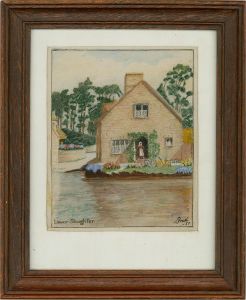 Smith - 1953 Watercolour, Lower Slaughter, Cotswolds