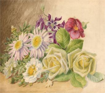 20th Century Watercolour - Flowers and Buds