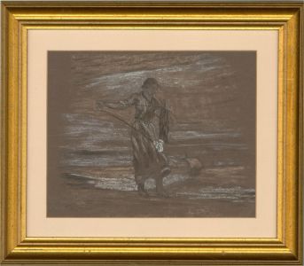 William Banks Fortescue (c.1855-1924) - 1884 Chalk Drawing, A Little More Yarn