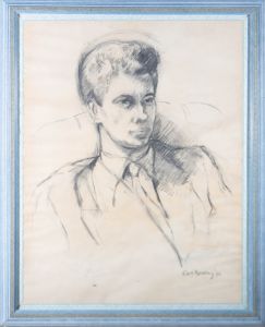 Ceri Barclay (b.1937) - 1961 Charcoal Drawing, Portrait of a Young Man