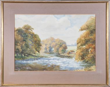 Joseph West (1882-1958) - 1918 Watercolour, Bend In The River