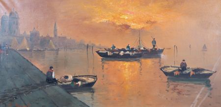 F. Pergal - Signed Mid 20th Century Oil, Venetian Sunset