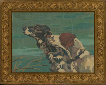 Framed Mid 20th Century Oil - Dogs by the River