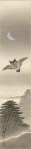 Early 20th Century Watercolour - Swooping Moonlit Owl