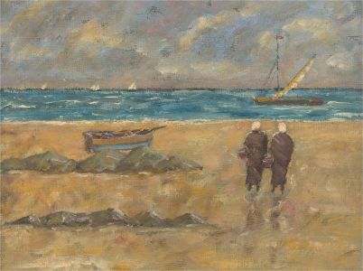 Mid 20th Century Oil - Figures on the Beach