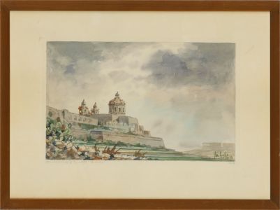 Joseph Galea (1904-1985) - 1969 Watercolour, The Old City of Malta