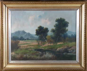 Framed Mid 20th Century Oil - On the River Bank
