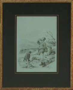 F. P. Hopkins - Signed & Framed 1886 Watercolour, Thirsty Work