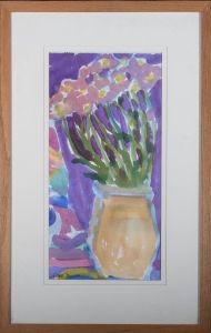 Fiona Payne - 20th Century Watercolour, Pink Chrysanthemums