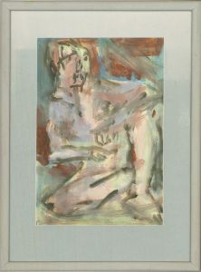 20th Century Gouache - Abstract Seated Figure