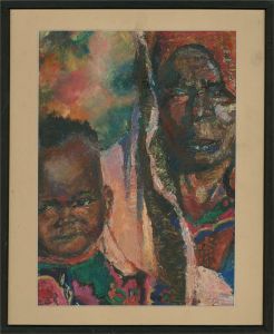 Edward Lewis (1936-2018) - Signed & Framed Contemporary Oil, Mother and Child