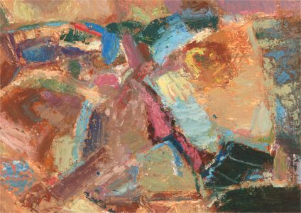 Edward Lewis (1936-2018) - Contemporary Oil, Abstract in Orange