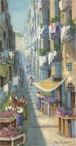Yves Gianni - Early 20th Century Watercolour, Street In Naples