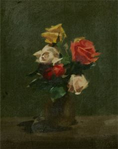 J Wills - Contemporary Oil, Still Life With Roses