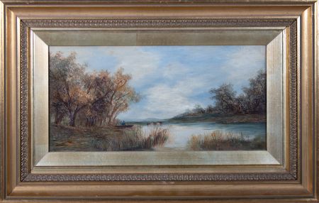 E.G. - Late 19th Century Oil, Rowing on the River