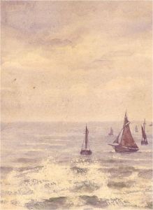 1886 Watercolour - Sailing Boats at Sea, Brighton