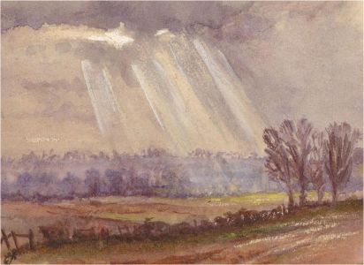 J.C. - Early 20th Century Watercolour Miniature, Sunlight through Clouds