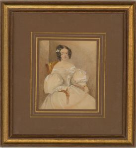 c.1830 Watercolour - Seated Girl