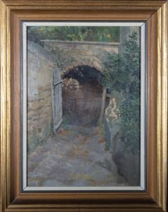 Attrib. Eduardo Matania (1847-1929) - Late 19th Century Oil, Garden Gate