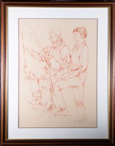 Franco Matania (1922-2006) - Signed 20th Century Chalk Drawing, The Art Students