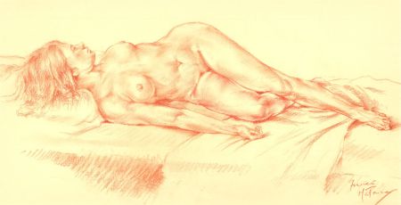 Franco Matania (1922-2006) - Signed 20th Century Chalk Drawing, Reclining Nude